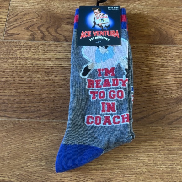 Ace Ventura Pet detective “I’m ready to go in coach” casual crew socks - Picture 1 of 2